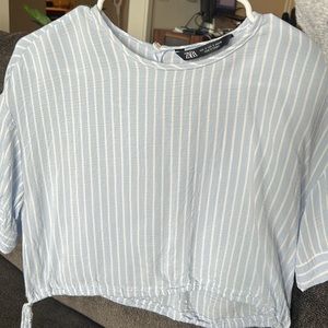 Zara size S. Light blue with white stripes.